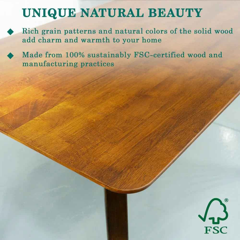 Table à manger en bois massif Acacia Verve de 48 pouces – Table de cuisine idéale pour 4