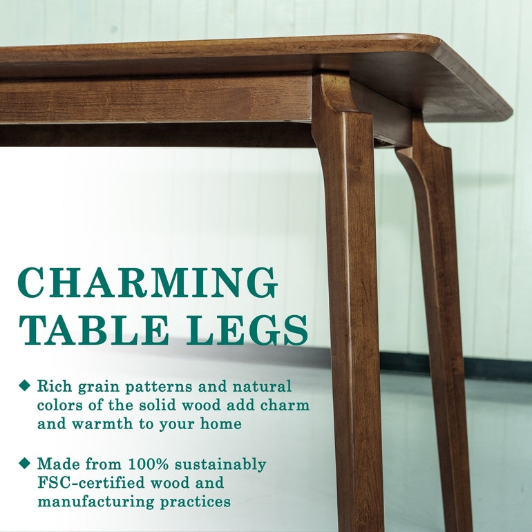 Table à manger en bois massif Acacia Verve de 48 pouces – Table de cuisine idéale pour 4