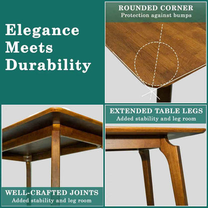 Table à manger en bois massif Acacia Verve de 48 pouces – Table de cuisine idéale pour 4