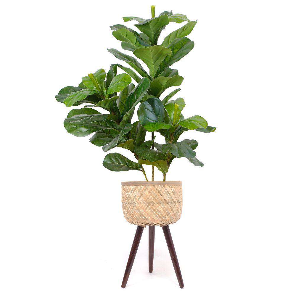 Flar Bamboo Planter On Wooden Stand