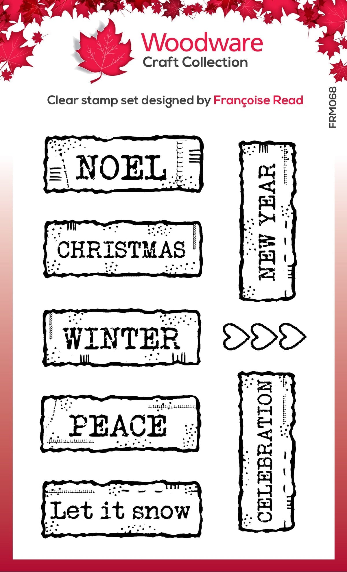 Tampon Woodware Clear Singles Étiquettes de Noël Scrapbooking 3 po x 4 po