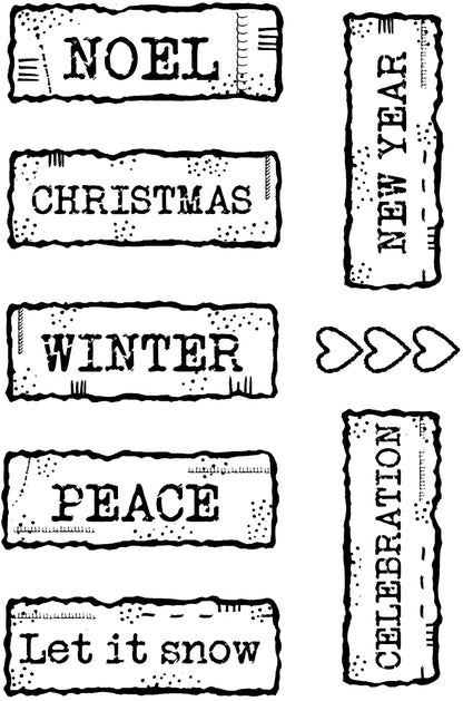 Tampon Woodware Clear Singles Étiquettes de Noël Scrapbooking 3 po x 4 po