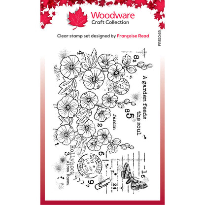 Tampons transparents Woodware Hollyhocks 4 po x 6 po