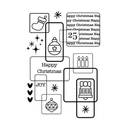 Tampons bois transparents carrés de Noël