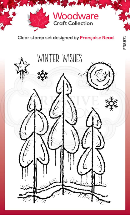 Tampon Woodware Clear Singles Hiver Arbres 10 x 15 cm