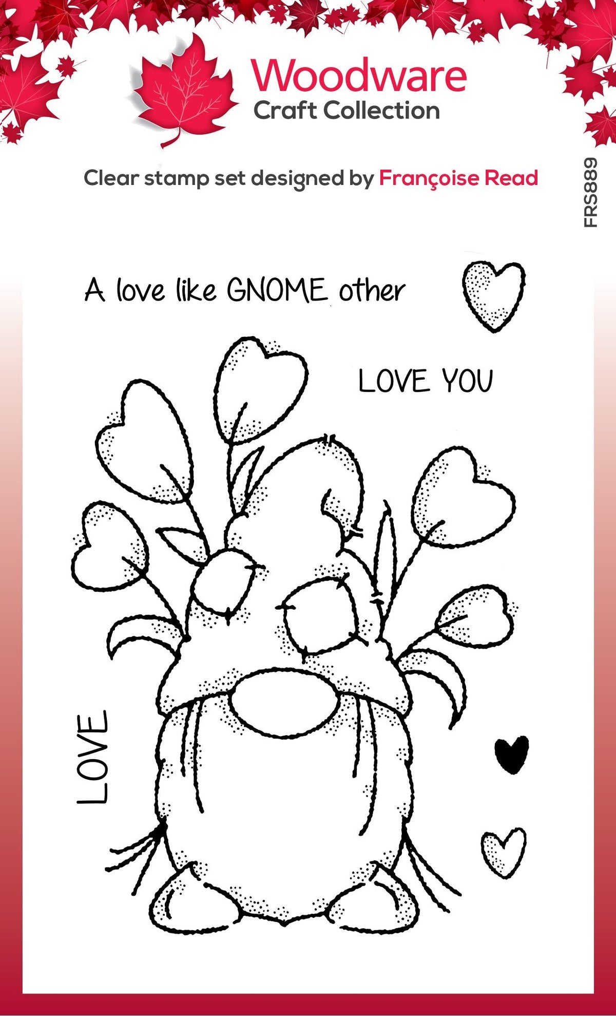 Tampon transparent simple Woodware Love Gnome 10 x 15 cm