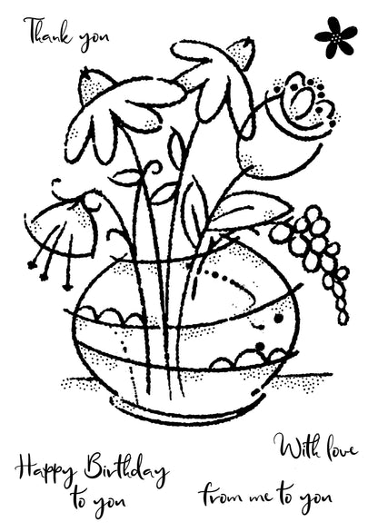 Tampon Woodware Clear Singles Bouquet floral 4 po x 6 po