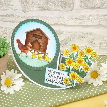 For the Love of Stamps - Cheery Cow & Chickens