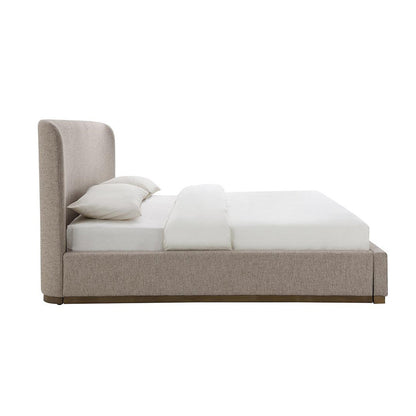 Lit double Faye avec tête de lit incurvée – Taupe parfait