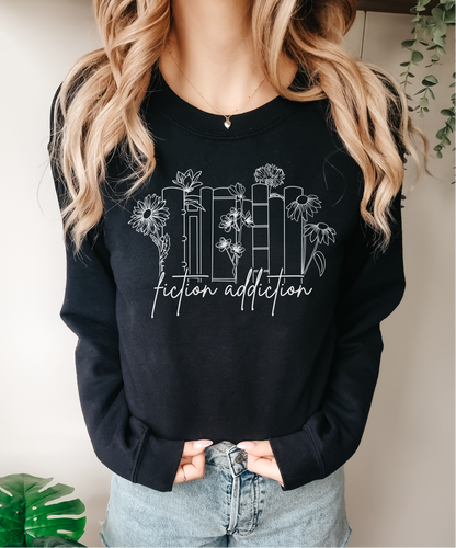 Sweat-shirt unisexe à col ras du cou Fiction Addiction | Vêtements littéraires