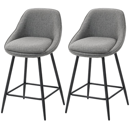 Tabourets de bar Reece 66 cm avec pivot et dossier - Lot de 2 - Gris foncé
