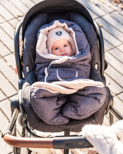 Snuggly Wrap Silver White For Car Seat And Stroller