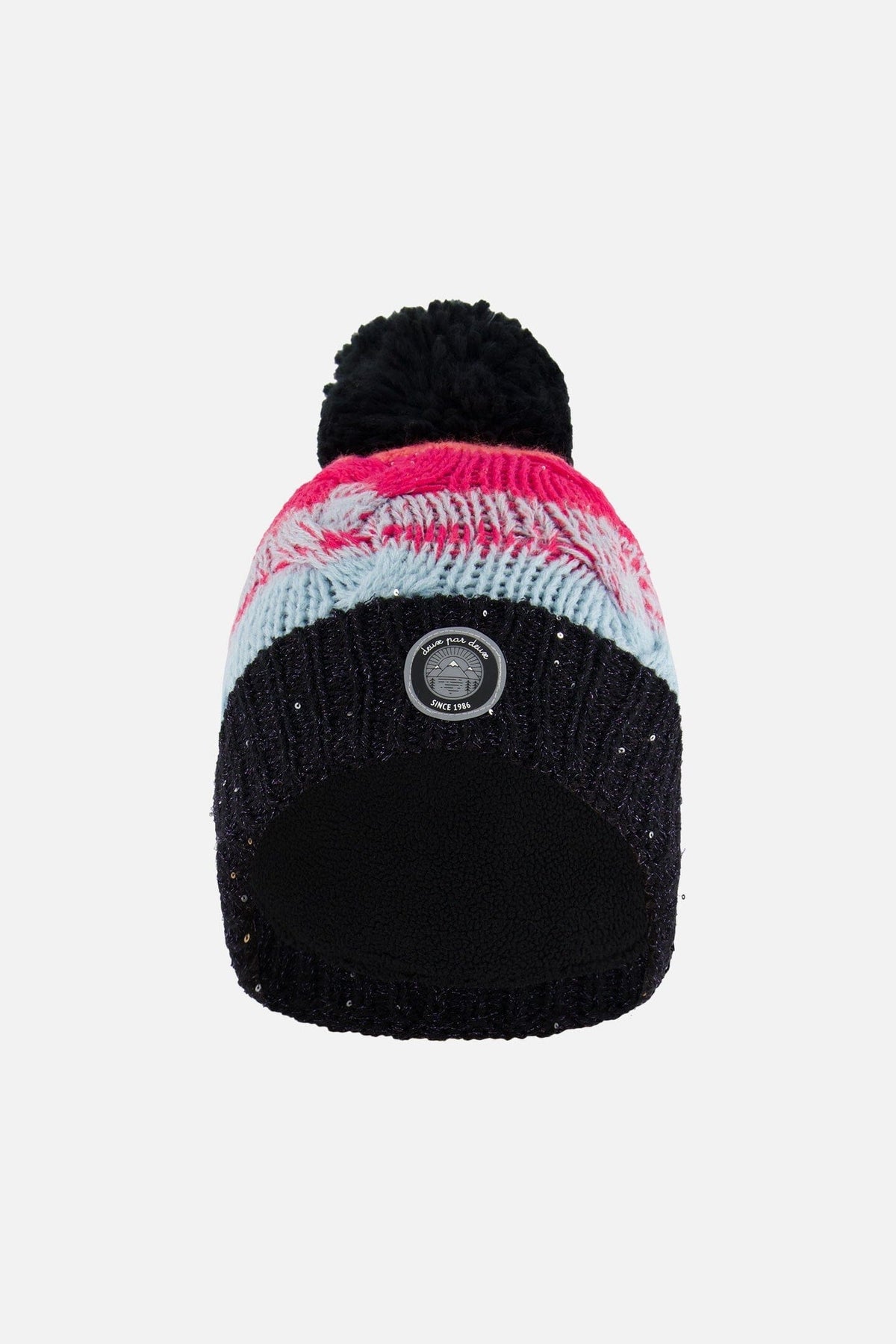 Bonnet tricoté dégradé bleu, corail et fuchsia