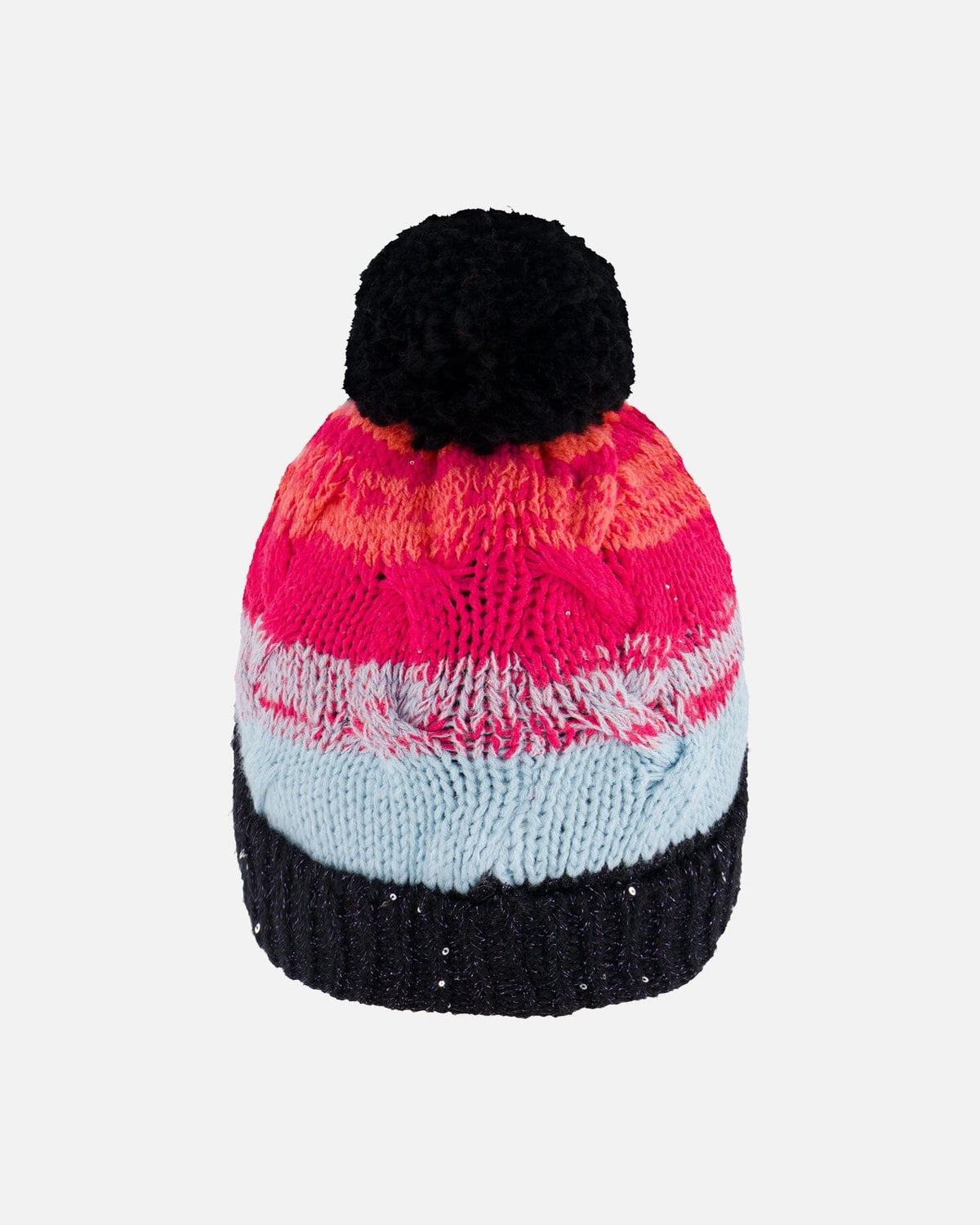 Bonnet tricoté dégradé bleu, corail et fuchsia