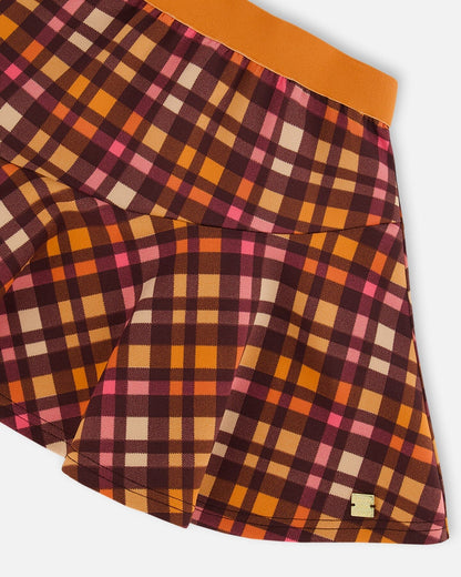 Jupe Milano Plaid Magenta et Marron