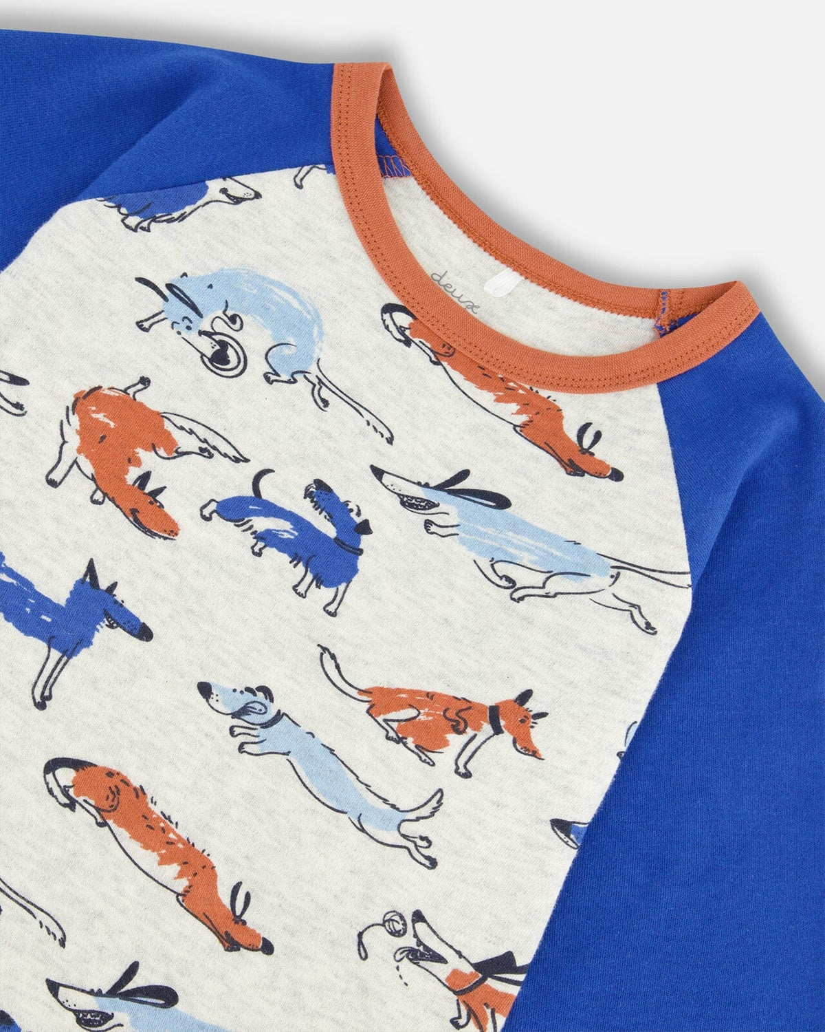 Ensemble pyjama deux pièces en coton biologique à rayures bleues et oranges