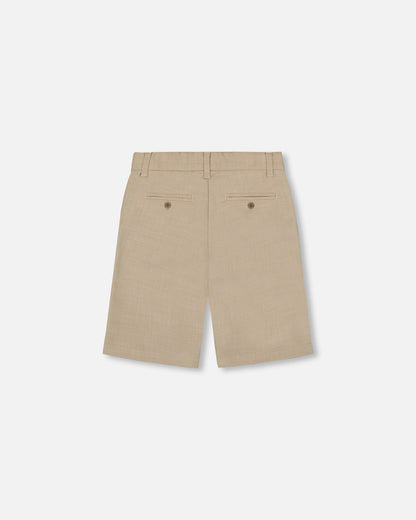 Short Bermudas à Poches Obliques Taupe Clair