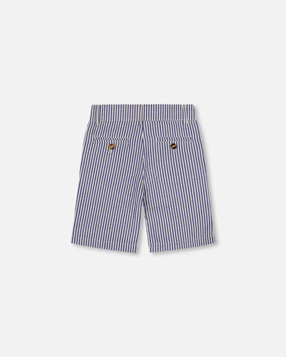 Short rayé bermuda à poches obliques bleu roi