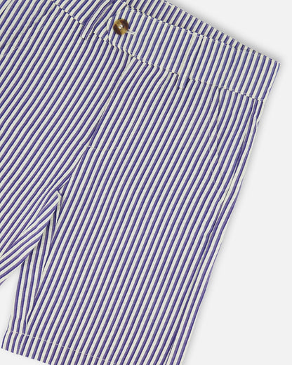 Short rayé bermuda à poches obliques bleu roi