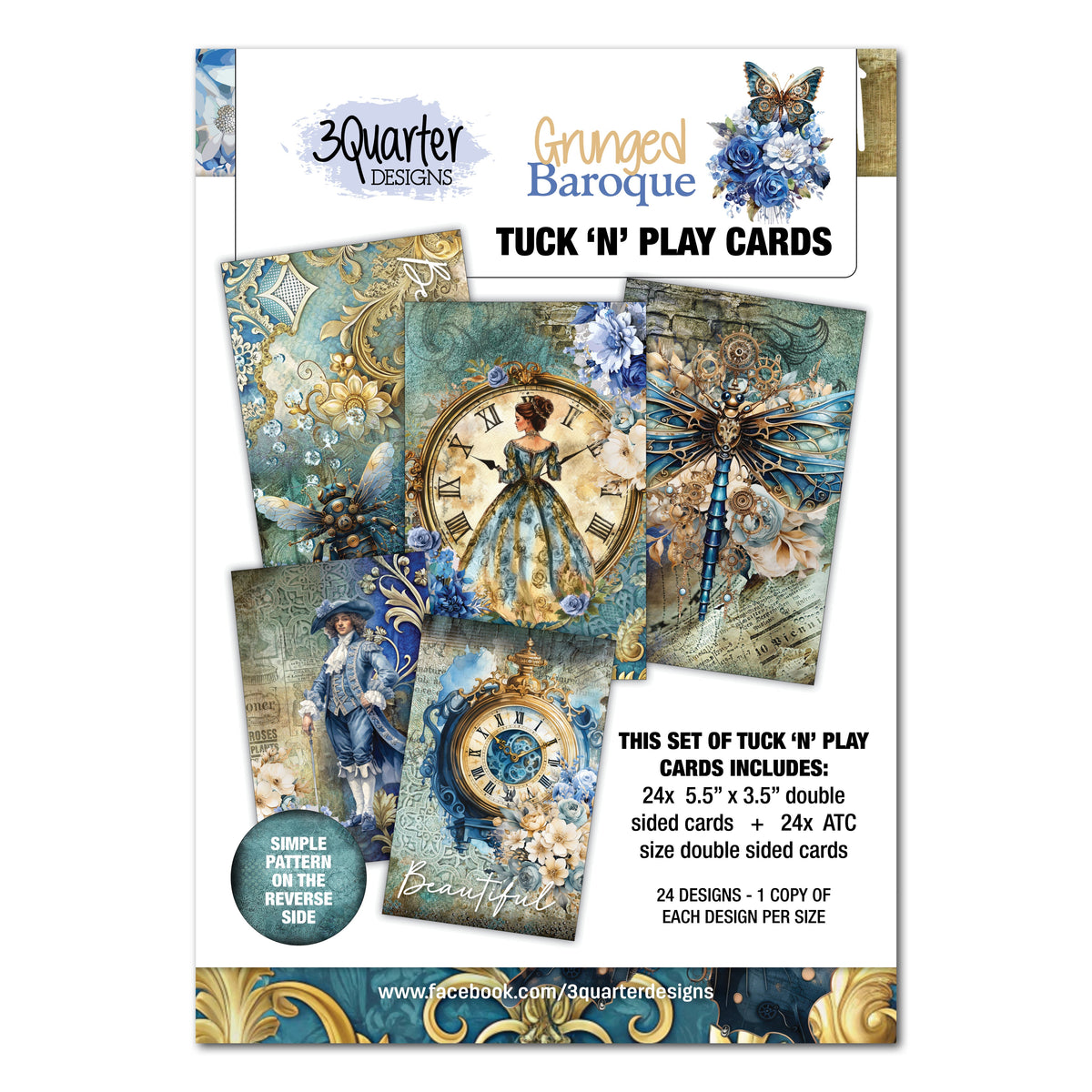 3Quarter Designs Baroque vieilli - Cartes Tuck N Play