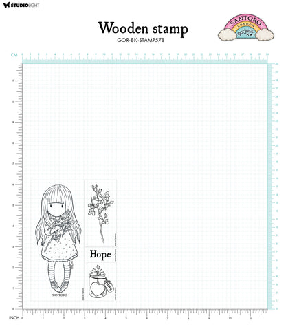 SAN Tampon en caoutchouc Gorjuss - Be Kind Hope 105x148x15mm 4 pièces n°578