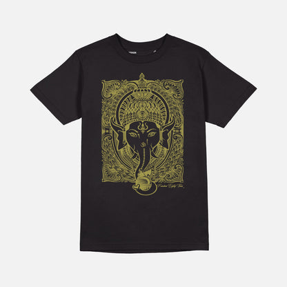 Ganesh T-shirt Black -  Metallic Gold