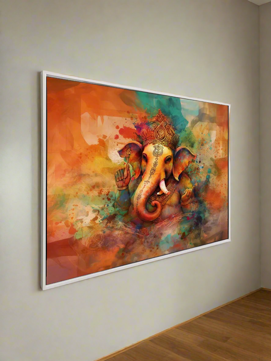 Art mural-Toile Ganesh-Art indien-Décoration murale spirituelle