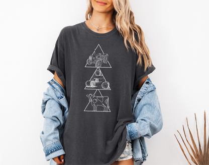 T-shirt unisexe imprimé « Geometric Farming » | Vêtements de la prairie | Vêtements de ferme