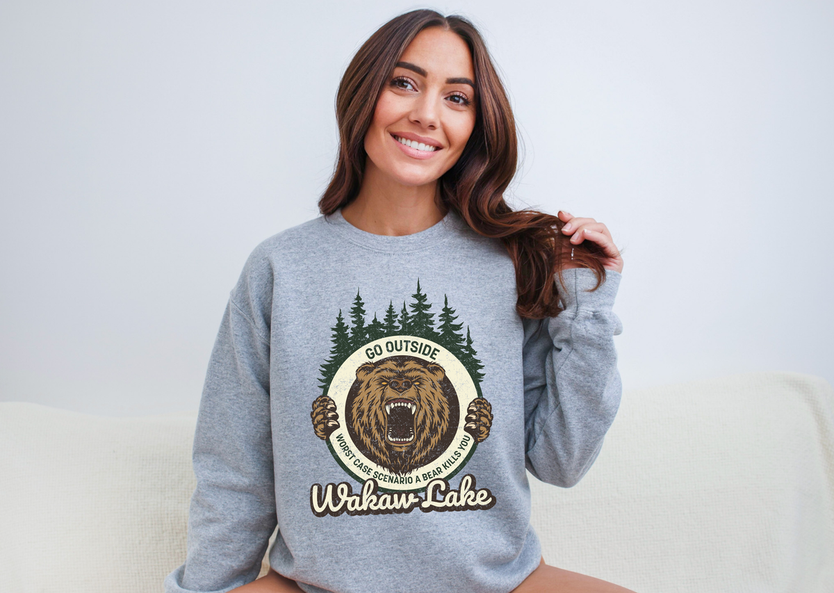 Sweat-shirt unisexe à col rond Go Outside | Vêtements Lac | Vêtements de camping