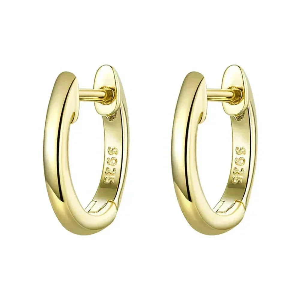 Boucles d'oreilles créoles en argent sterling véritable - Couleur or rose élégante - Bijoux de mode pour femmes SCE808