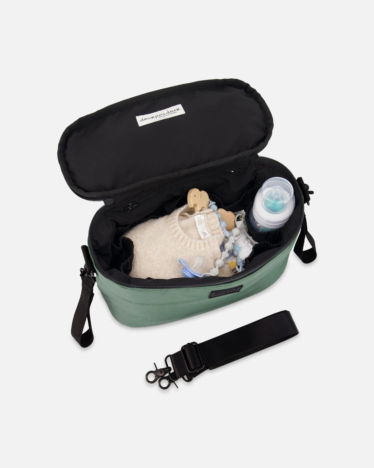 Mini sac à langer gris foncé vert