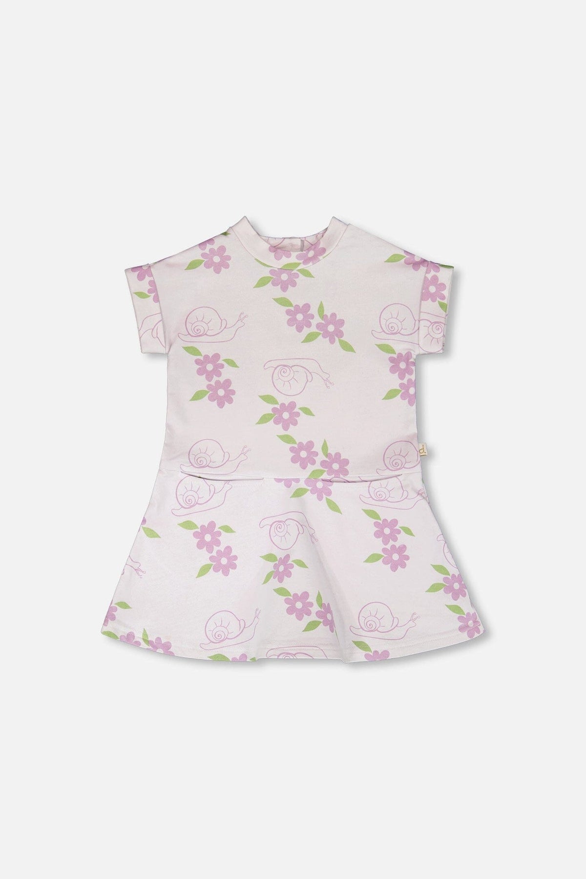French Terry Dress Lilac Snails Print