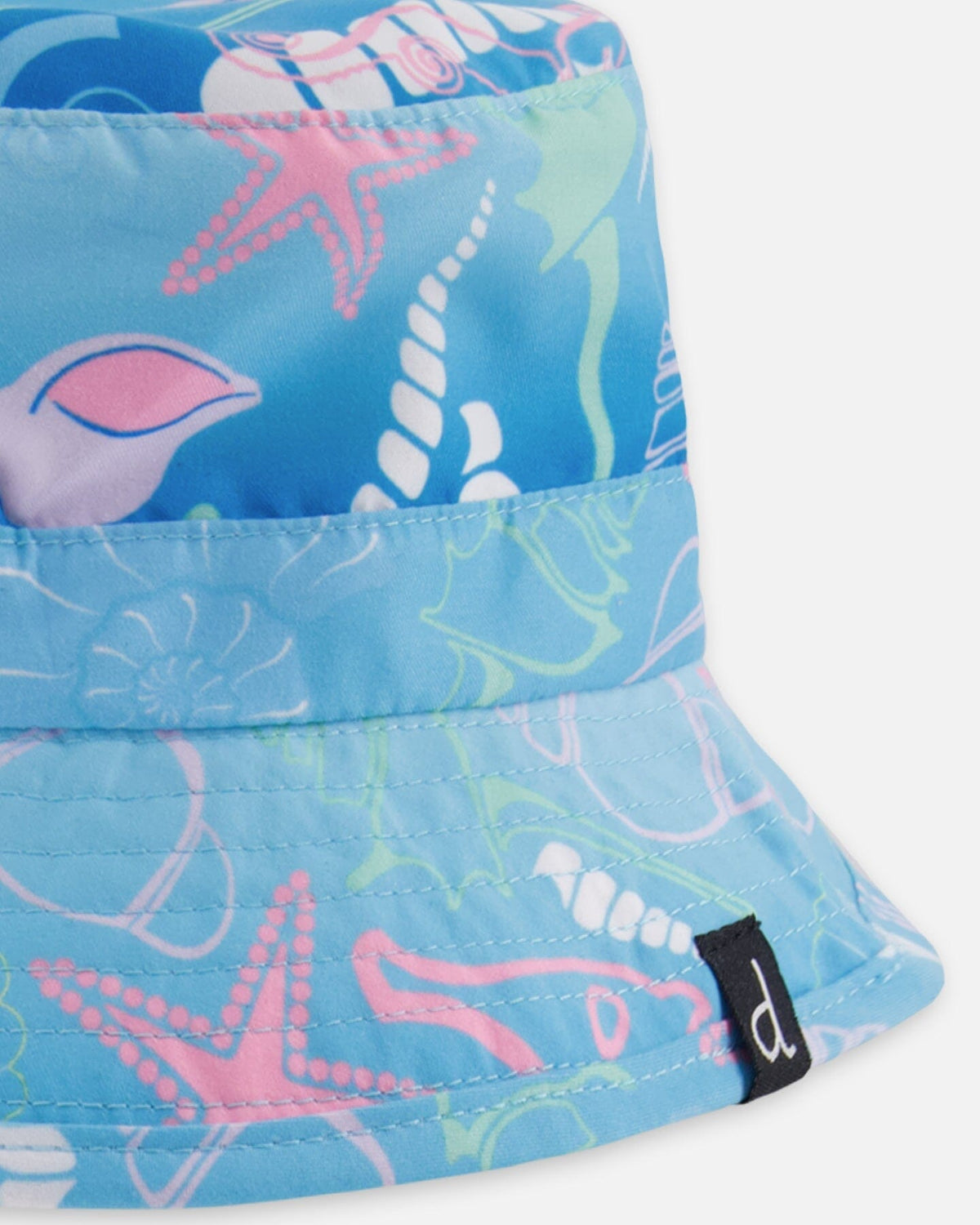 Chapeau de plage imprimé coquillages bleus