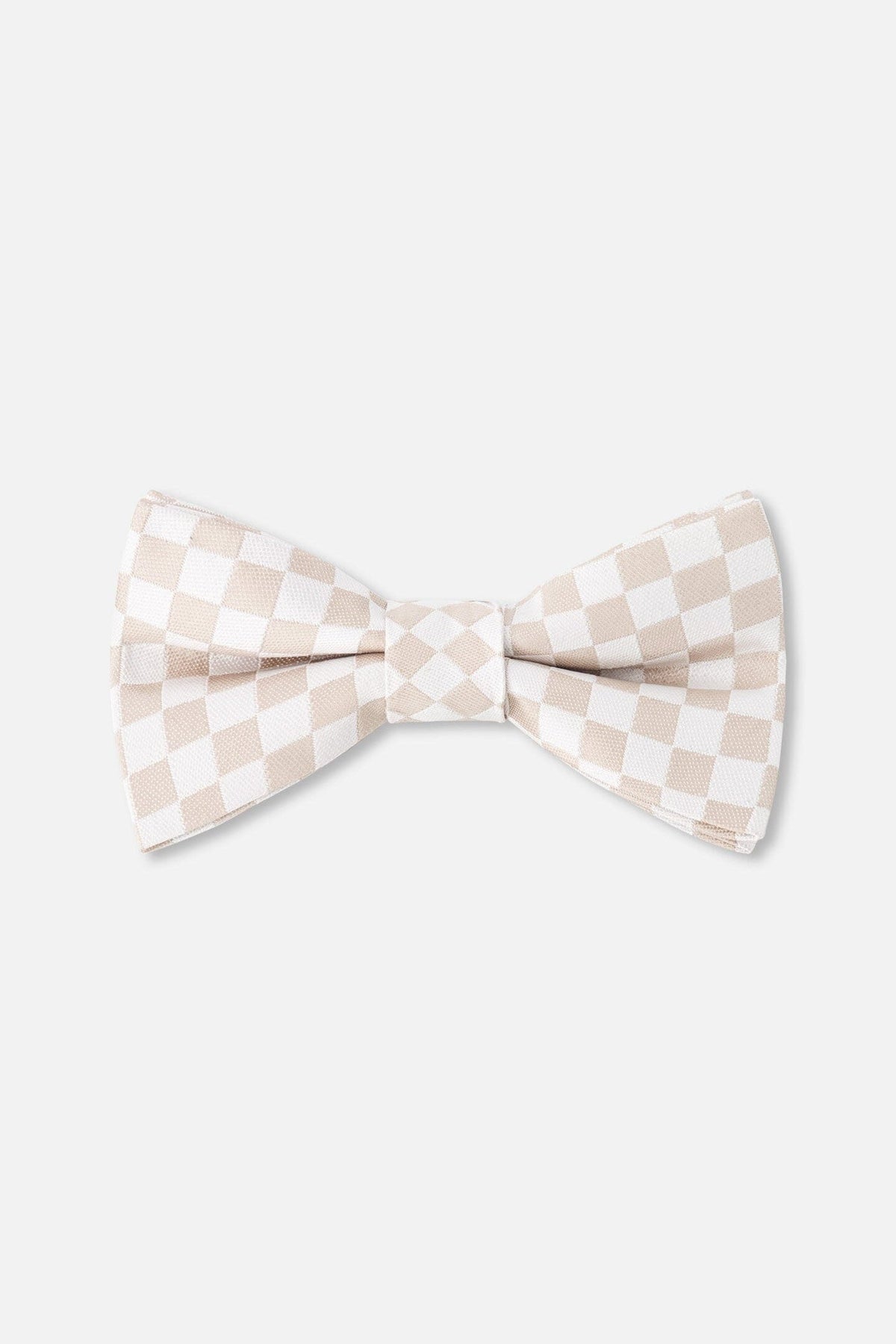 Nœud papillon à carreaux blanc et sable