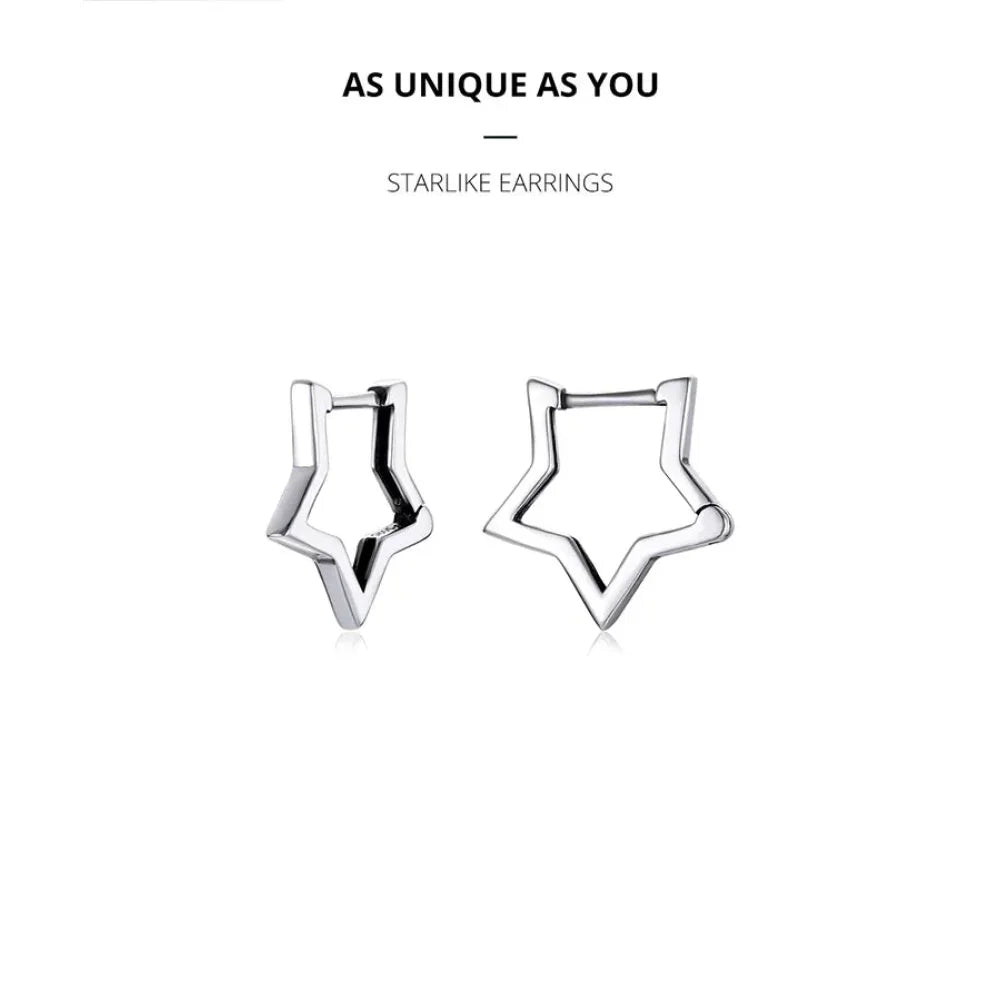 Boucles d'oreilles étoiles en argent sterling 925 - Boucles d'oreoreilles minimalistes en forme d'étoile pour femme - Bijoux de mode SCE1136