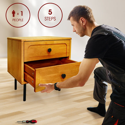 Savana Two Drawers Solid Wood Nightstand