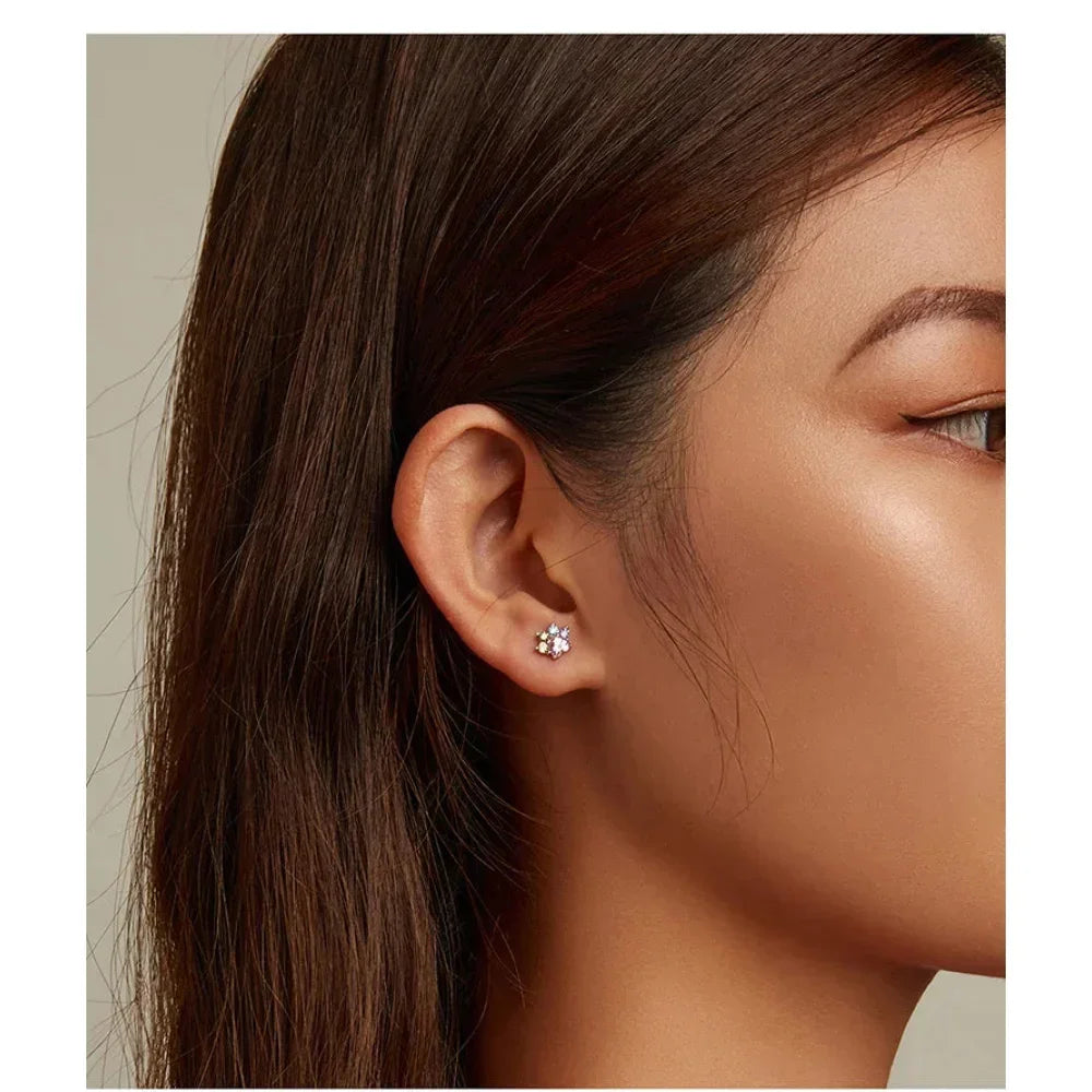 Boucles d'oreilles clous étoiles et papillons en argent sterling 925 - Bijoux délicats et raffinés