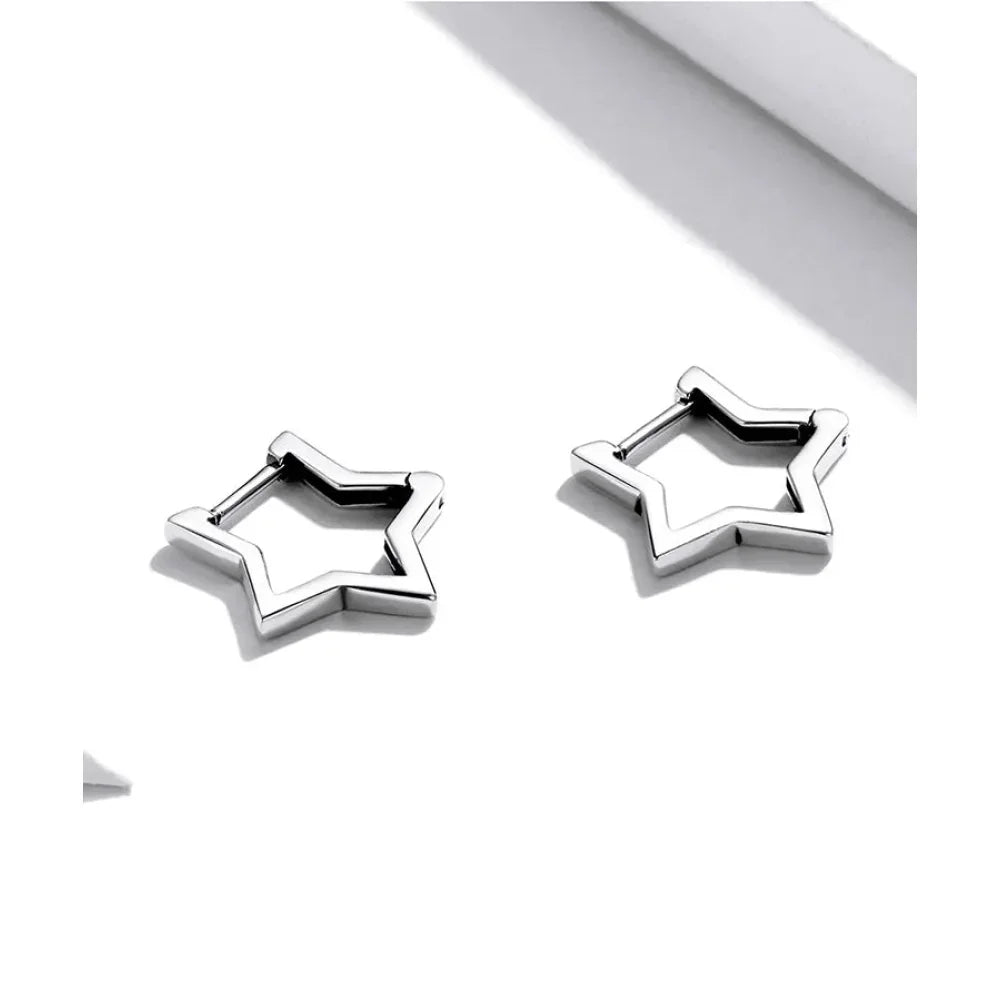 Boucles d'oreilles étoiles en argent sterling 925 - Boucles d'oreoreilles minimalistes en forme d'étoile pour femme - Bijoux de mode SCE1136