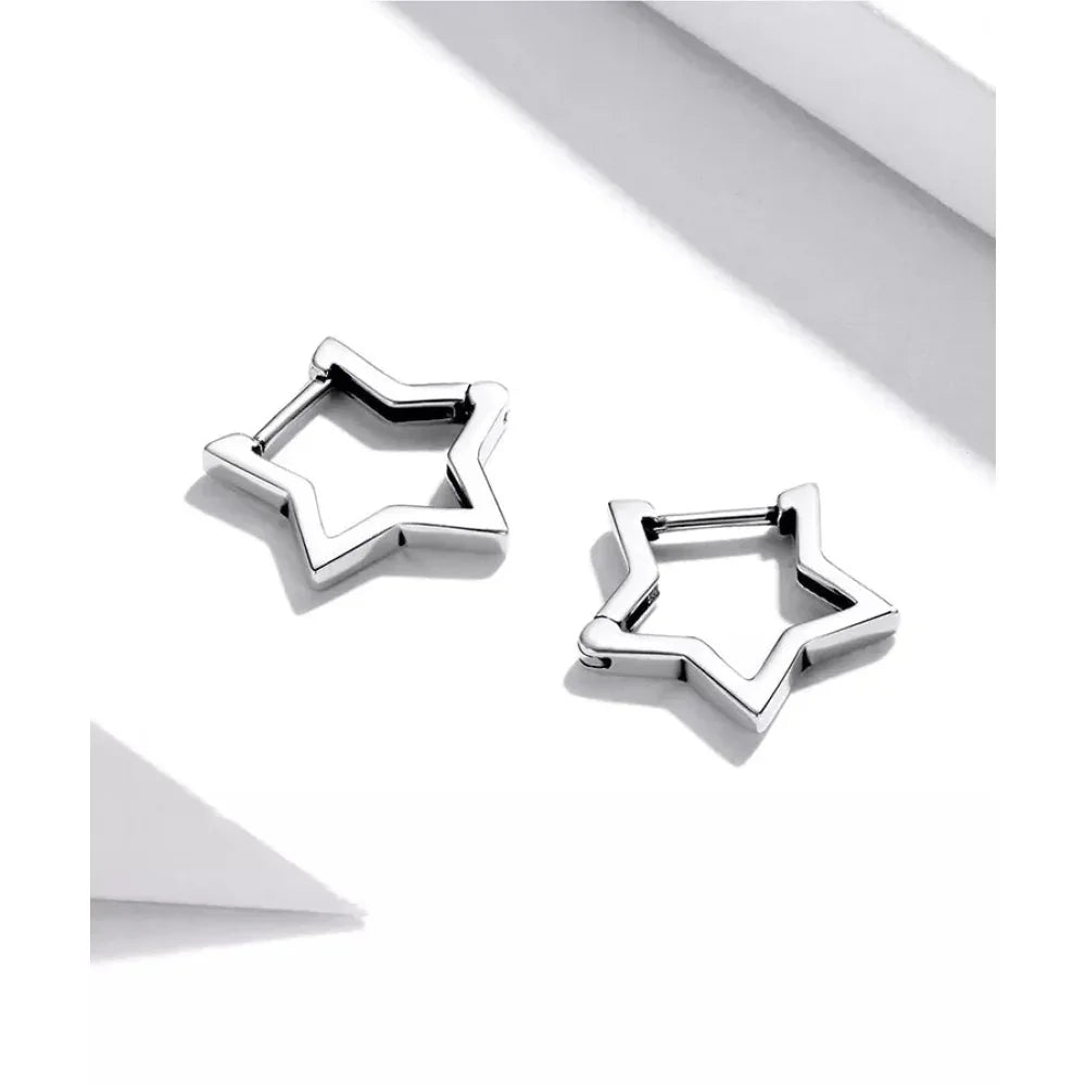 Boucles d'oreilles étoiles en argent sterling 925 - Boucles d'oreoreilles minimalistes en forme d'étoile pour femme - Bijoux de mode SCE1136