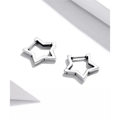 Boucles d'oreilles étoiles en argent sterling 925 - Boucles d'oreoreilles minimalistes en forme d'étoile pour femme - Bijoux de mode SCE1136