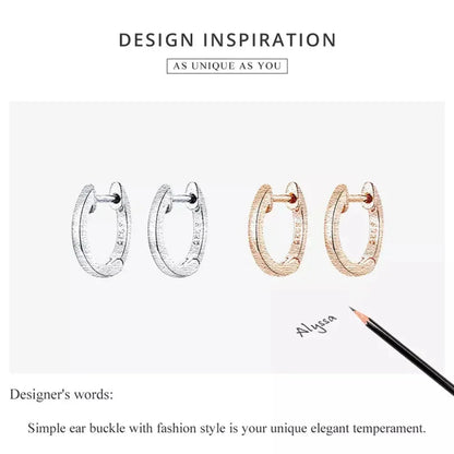 Boucles d'oreilles créoles en argent sterling véritable - Couleur or rose élégante - Bijoux de mode pour femmes SCE808
