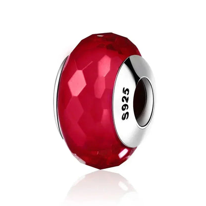 Perles en verre de Murano fleur rose en argent sterling 925 - Breloques de bracelet à faire soi-même pour une touche festive (Scz001)
