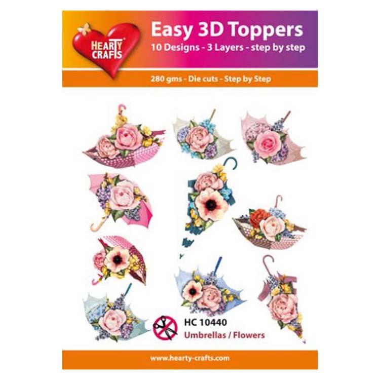 Créations artisanales amusantes Toppers 3D Parapluies et fleurs
