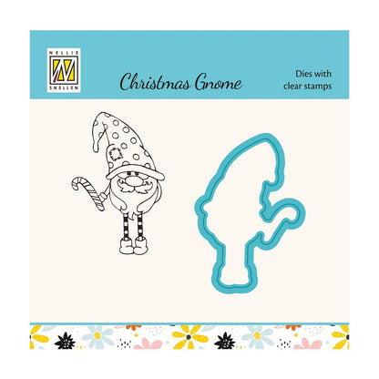 Matrices de coupe et ensemble de tampons transparents - Série Gnome de Noël Sucre d'orge