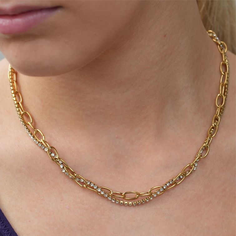 Collier à couches HERMINE avec zircone entrelacée et trombone