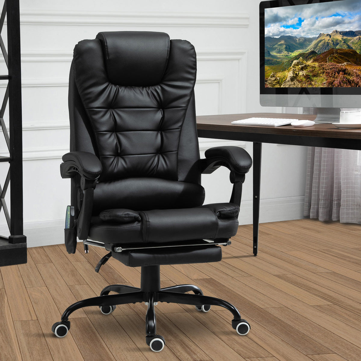 Chaise de bureau de direction Declan avec 7 points de massage et fonctions inclinables - Noir