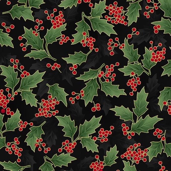 Élégance festive - Houx noir et doré