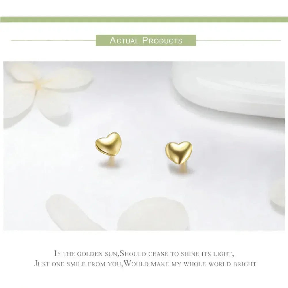 Boucles d'oreilles clous petites cœurs unies en argent sterling 925 | Bijoux fins minimalistes