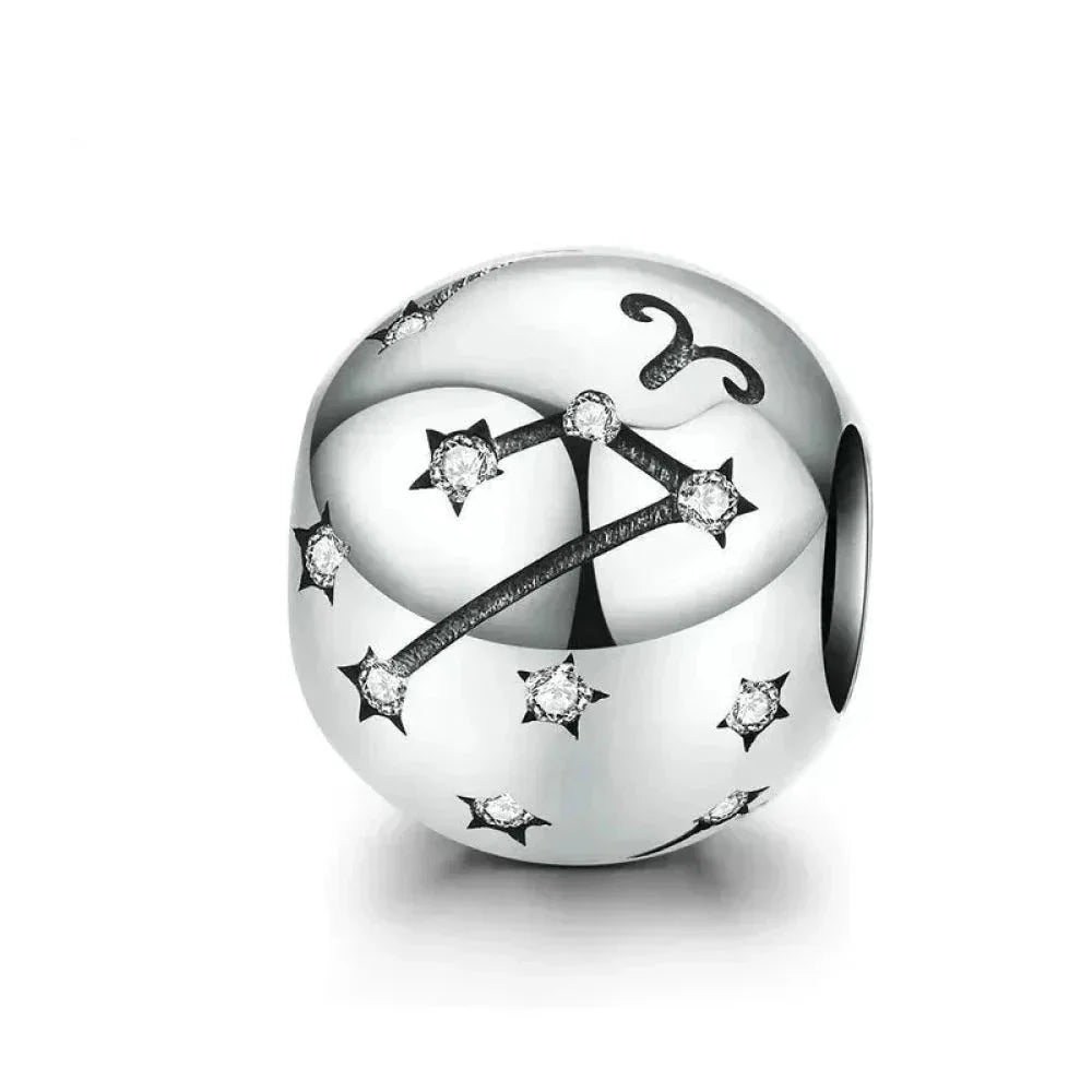 Perles Breloques Vintage en Argent Sterling 925 Signes Astrologiques Douze Constellations pour Bracelet Collier DIY