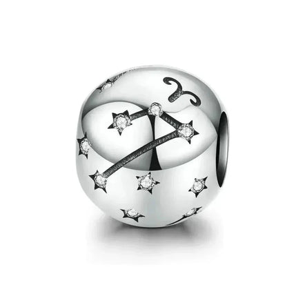 Perles Breloques Vintage en Argent Sterling 925 Signes Astrologiques Douze Constellations pour Bracelet Collier DIY